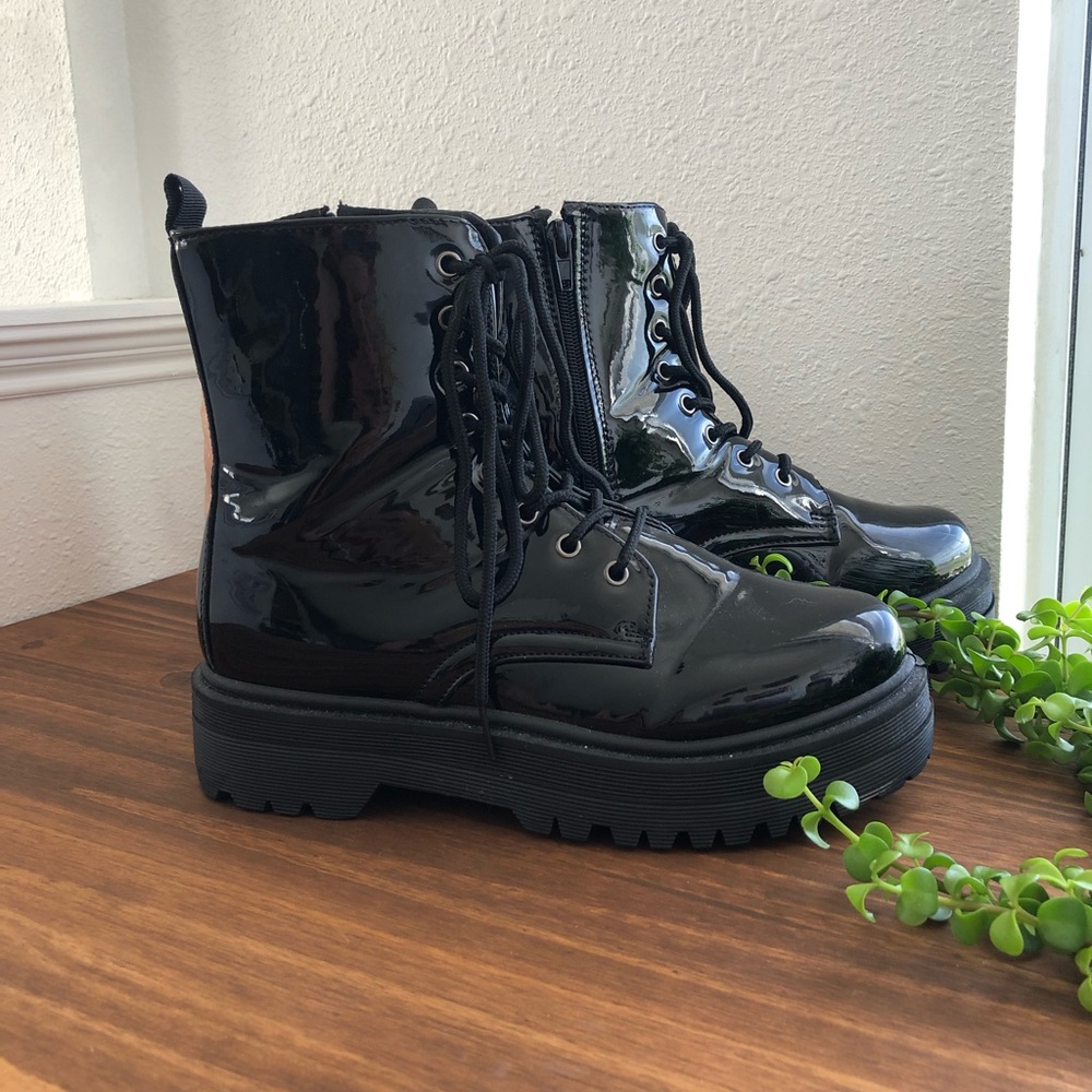 Shiny black boots